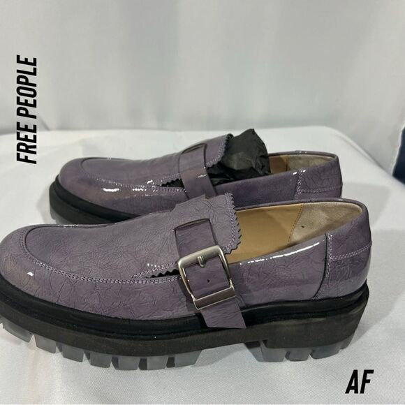 FREE PEOPLE MACKENZIE MARY JANE LOAFERS IN PURPLE NEW SIZE 40 - Picture 4 of 10